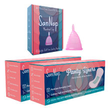 SanNap FDA Approved Menstrual Cup (small) & Anion Anti Bacterial Panty Liners (50)