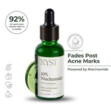 XYST 10% Niacinamide Anti-Acne Serum, Reduces Acne, Dark Spots, Blemishes - Glycolic & Azelaic Acid