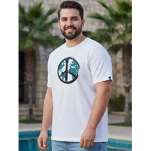Bewakoof Men's White World Peace Graphic Printed Plus Size T-shirt