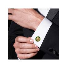 AJAH Tiger Wild Cufflink Set with 18kt Gold Plating & Enamel - Green
