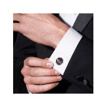 AJAH Falcon Wild Cufflink Set with 18kt Gold Plating & Enamel - Blue