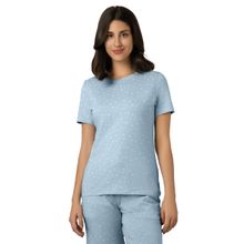 Amante Women Knit Cotton Printed Blue T-Shirt