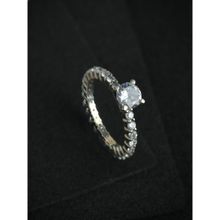 Sheer by Priyaasi Cubic Zirconia Studded Solitaire Silver Ring