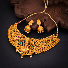 Sukkhi Stunning Gold Plated Temple Choker Necklace Set for Women (NYKSUKHI03449)