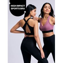 High Impact Cotton CrossFLX Bounce Control Sports Bra with fixed cups NYK912 Mauve