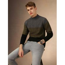 Dennis Lingo Full Sleeve Crew Color Block Slim Fit Men Sweater
