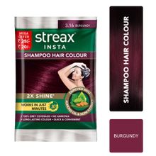 Streax Insta Shampoo Hair colour for 100% Grey Coverage, Burgundy