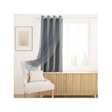 Story@Home Grey 300 GSM Silk Dual-Layer Blackout & Sheer Window Curtain