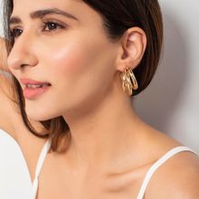 Toniq Trendy Gold Tri Hoop Earrings For Women (OAW21TIJE80)