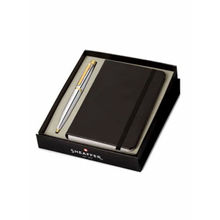 Sheaffer VFM Ballpoint Pen with A6 Notebook Polished Chrome with Gold Trims Gift Set