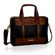 Smith & Blake Laptop and Messenger Bag Black & Brown Leatherette | Fits upto 15.6 Inch | Boreno