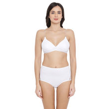 Clovia Non-Padded Non-Wired Bra With Detachable Straps & High Waist Hipster Panty - White