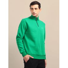 AM SWAN Mens Green Solid Half-Zip Sweatshirt
