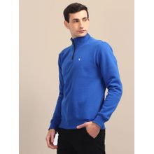 AM SWAN Mens Blue Solid Half-Zip Sweatshirt