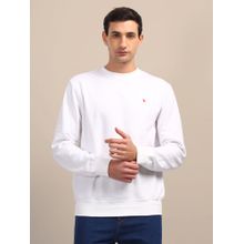 AM SWAN Mens White Solid Sweatshirt