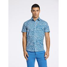 LINDBERGH Blue Printed Cutaway Collar Shirts