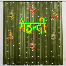 Special You Mehendi Decor Items For Marriage With Green Chiffon, Mehendi Board Banner