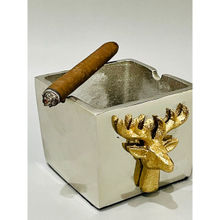 CasaGold Stag Head Cigarettes Ashtray for Outdoor Indoor with Brass Textured Finish