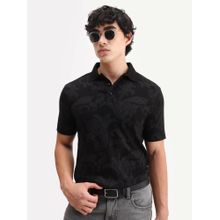 Rare Rabbit Black Cotton Half Sleeves Polo T-Shirt