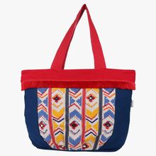 Pick Pocket Blue & Yellow Printed Jholi With Morror Work & Red Tassels