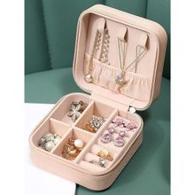 Estele Jewellery Organiser Box Leather Zipper Lock Portable Pink Jewellery Storage Box