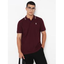 R&B Men Maroon Casual Polo T-Shirt