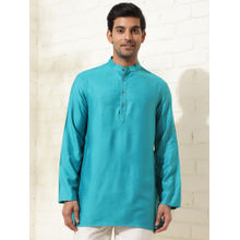 Fabindia Turquoise Viscose Silk Short Kurta