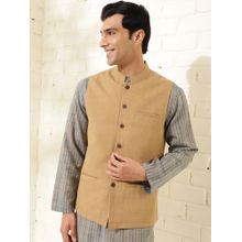 Fabindia Brown Cotton Woven Nehru Jacket