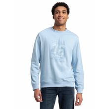 Jockey UM51 Men Super Combed Cotton French Terry Printed Sweatshirt - Powder Blue
