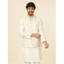 Manyavar Cream Brocade Embroidery|Stone Work Jackets for Men