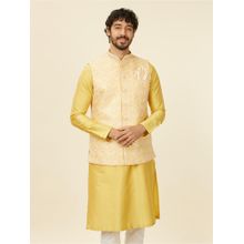 Manyavar Yellow Art Embroidery|Sequin Jackets for Men (Set of 2)