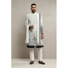 Soniya G Off White Sherwani and Kurta with Pant and Dupatta (Set of 4)