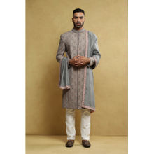 Soniya G Grey Sherwani and Kurta with Pant and Dupatta (Set of 4)