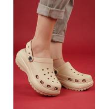 Carlton London Womens Lightweight EVA Comfort Slip-On Clogs with Back-Strap - Beige