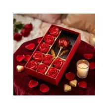 eCraftIndia Artificial Red Rose Gift Box with 9 Scented Roses