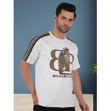 BOTABOCHI White Mens Leopard Graphic T-Shirt Half Sleeve T-Shirt