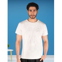 BOTABOCHI White Mens 3D Lion Graphic Print Half Sleeve T-Shirt