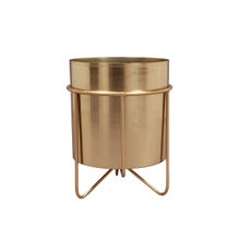 Manor House Waves Golden Metal Planter With Stand 11 Inches Tall