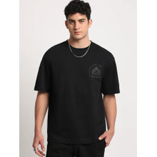 THE BEAR HOUSE Men Black Printed Oversized Fit Round Neck T-shirt