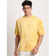 THE BEAR HOUSE Men Yellow Tie and Dye Oversized Fit Round Neck T-shirt