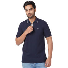 Park Avenue Slim Fit Solid Dark Blue T-Shirt