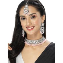 Sukkhi Gold Plated AD Stone Beads Choker Necklace with Earring Maangtika