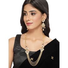 Sukkhi Natural Gold Plated Rani Haar Long Kundan Studded Multistring Necklace Earring
