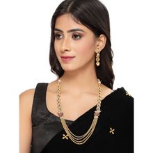 Sukkhi Stylish Gold Plated Rani Haar Long Kundan Studded Multistring Necklace & Earring