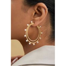 AMOSSH Marina 18K Gold Plated White Pearl Hoop Earrings