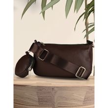 MINI WESST Brown Casual Solid Sling Bag with Round Pouch
