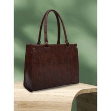 MINI WESST Brown Casual Textured Tote Bag