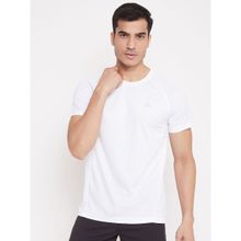 Athlisis Men White Solid Dry Plus Light Weight Running T-shirt