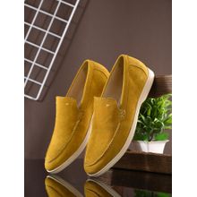 CARLO ROMANO Yellow Color Suede Leather Moccasin Loafer Shoes For Men
