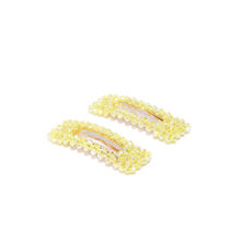 Blueberry Set Of 2 Yellow Crystal Beads Detailing Hair Pins